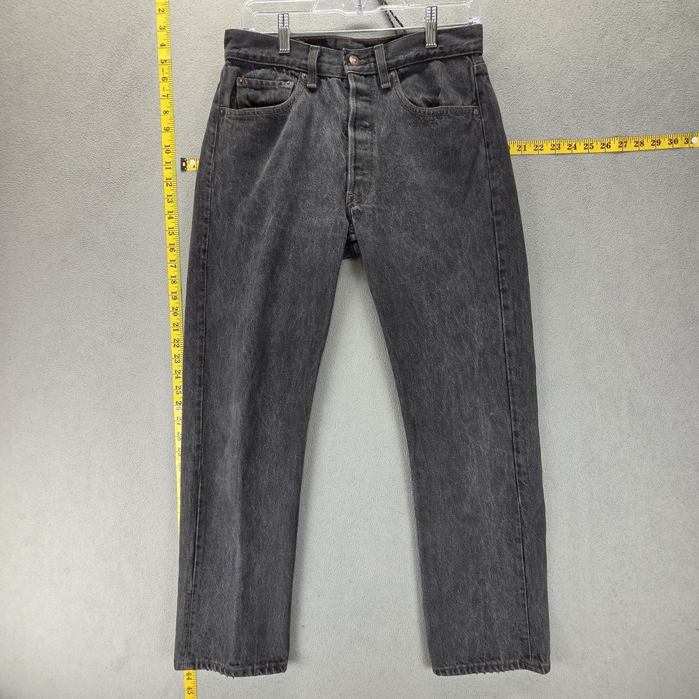 Vintage Levis 501 Jeans Mens Gray Charcoal Straight Button Fly USA Fits 28x30